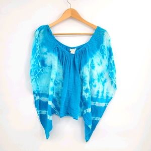 Billabong Aqua Tie Dye Gauzy Flowy Boho Top - Vintage - Medium